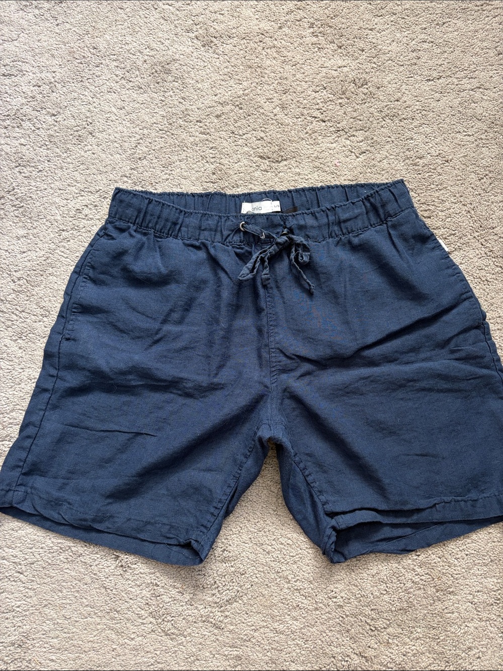 Men's Onia Navy Drawstring Linen Shorts